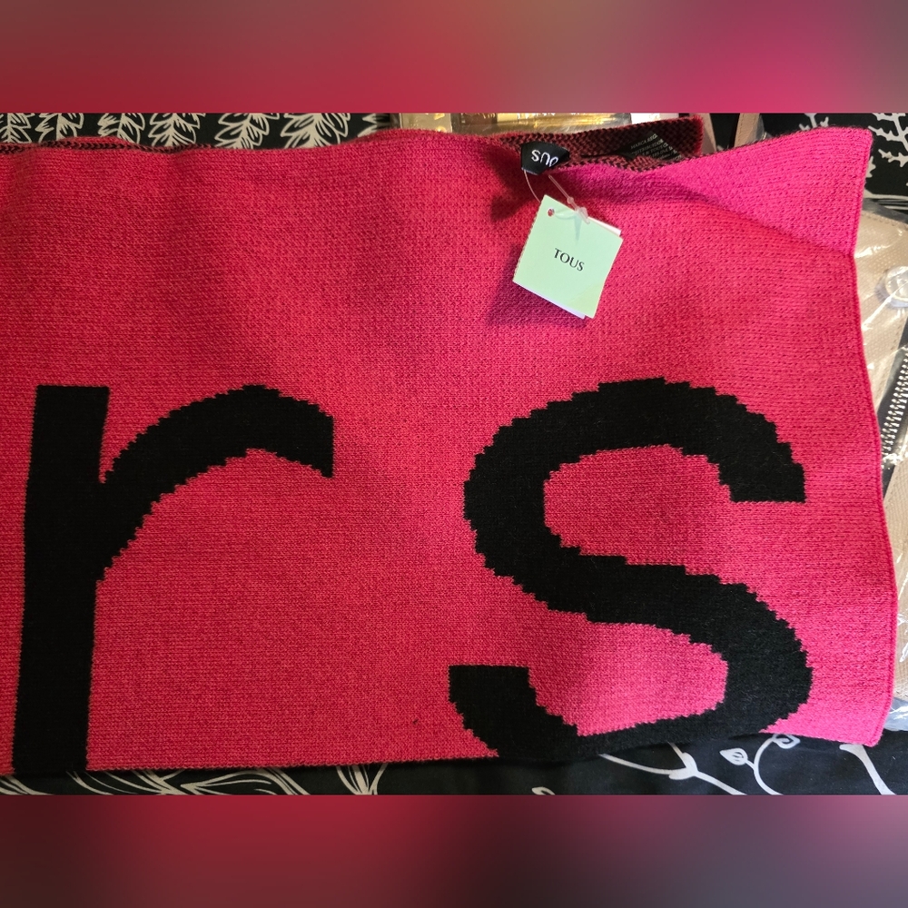 Tous Pink and Black Scarf